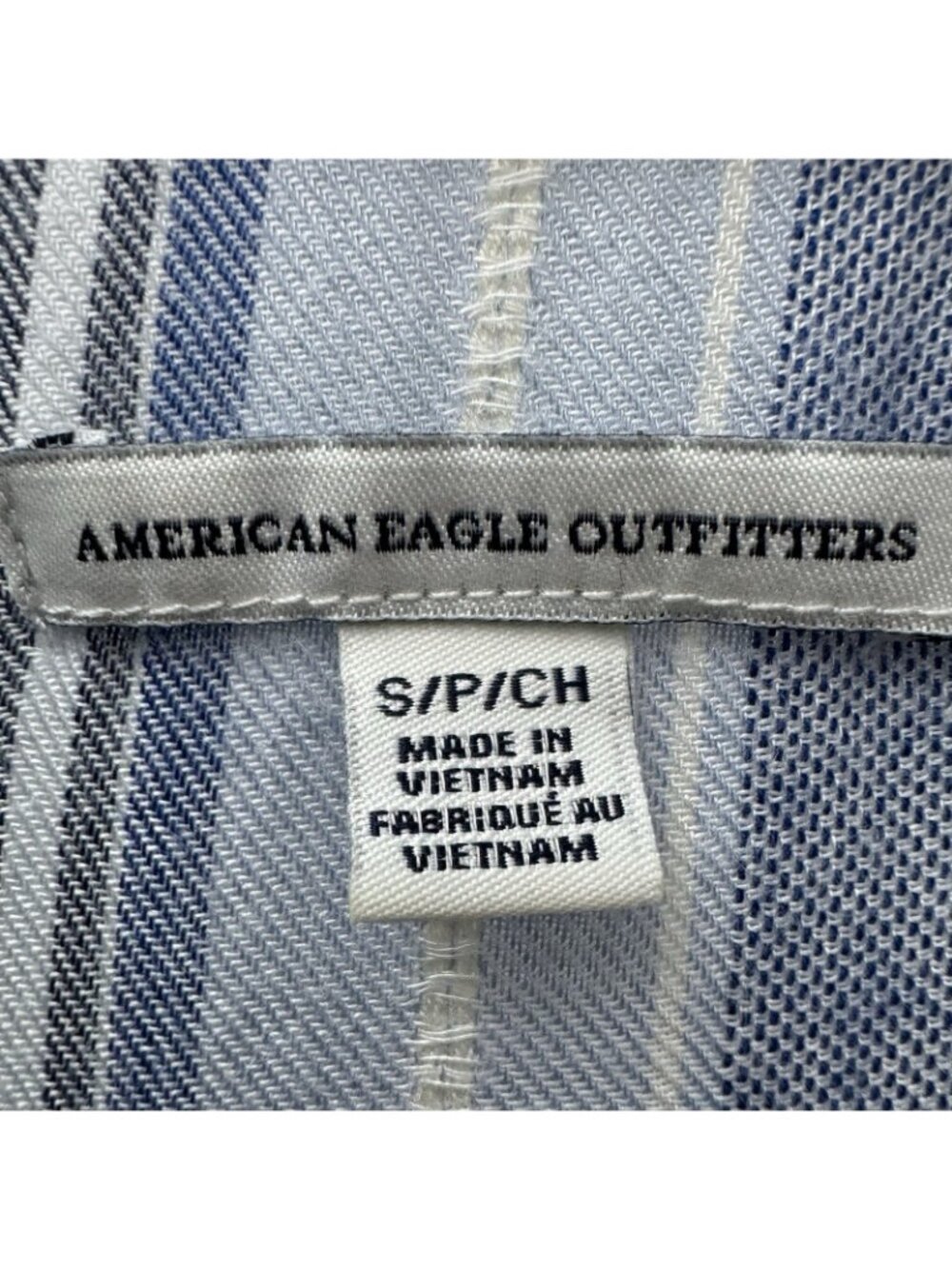 American Eagle Blue Stripe Tie Front Peasant Blouse Womens Small Boho Top - Picture 3 of 6